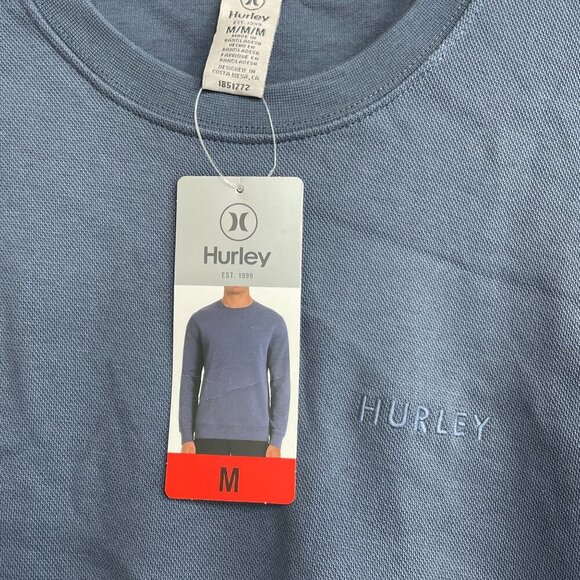 NEW Hurley Men's M Crewneck Sweatshirt Blue - Picture 8 of 8